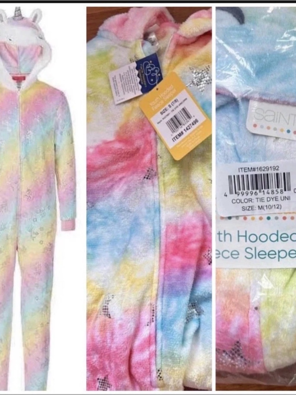 New - Saint Eve Fleece Unicorn Pajama lot, small 7/8 and medium 10/12